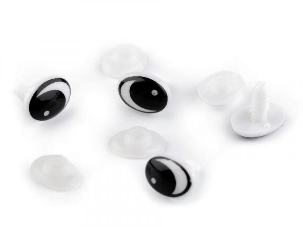 Augen mit Sicherung 11x15 mm Weiß/Schwarz (2 Stück)
